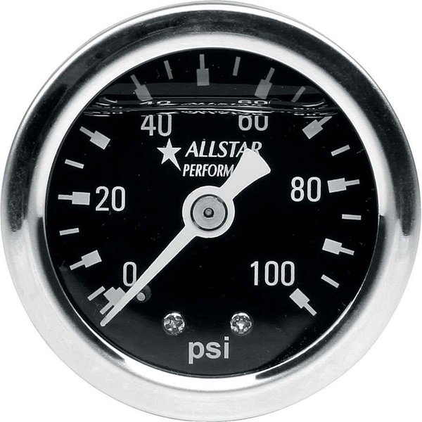 Allstar 1.5 in. Dia. 0-100 PSI Liquid Filled Pressure Gauge ALL80206